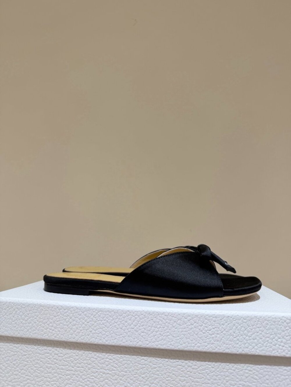 Dior Sandals | Dior Black Satin Bow Square Toe Slide Sandals - Picture 3 of 7